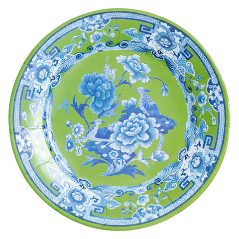 Green and Blue Plate Paper Salad & Dessert Plate