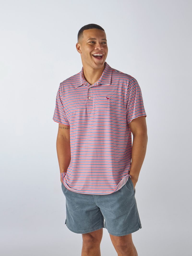 Stripe Pattern Polo - Blue and Red Stripe