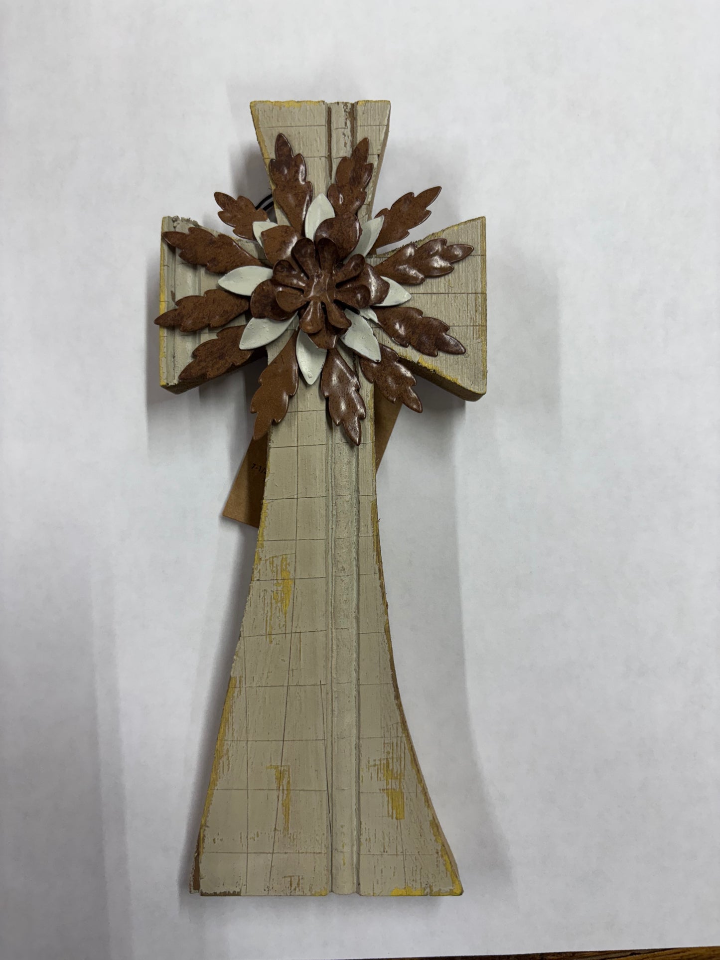 Wooden Crosses with Metal Flower
