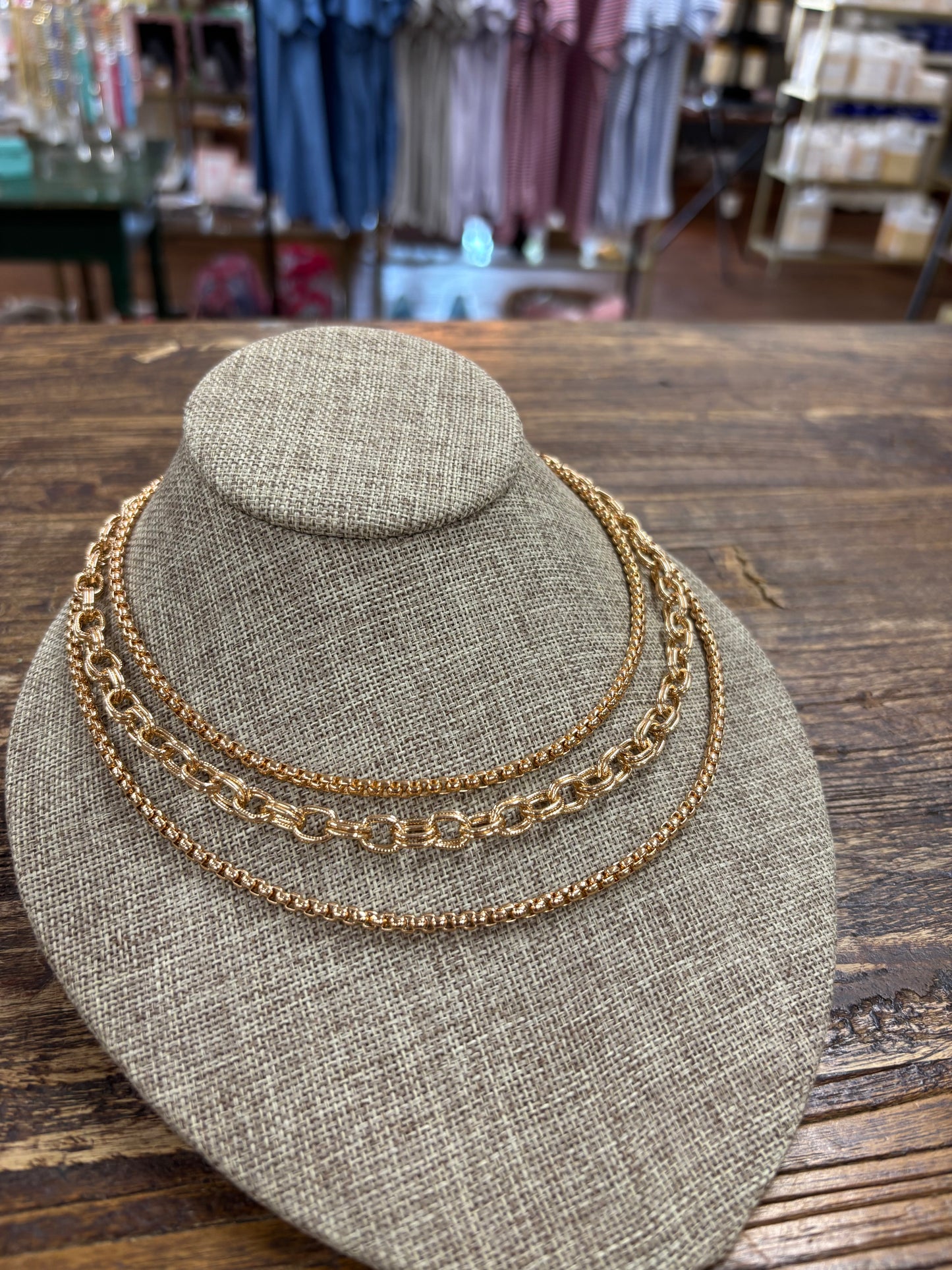 Three Layered Gold Necklace
