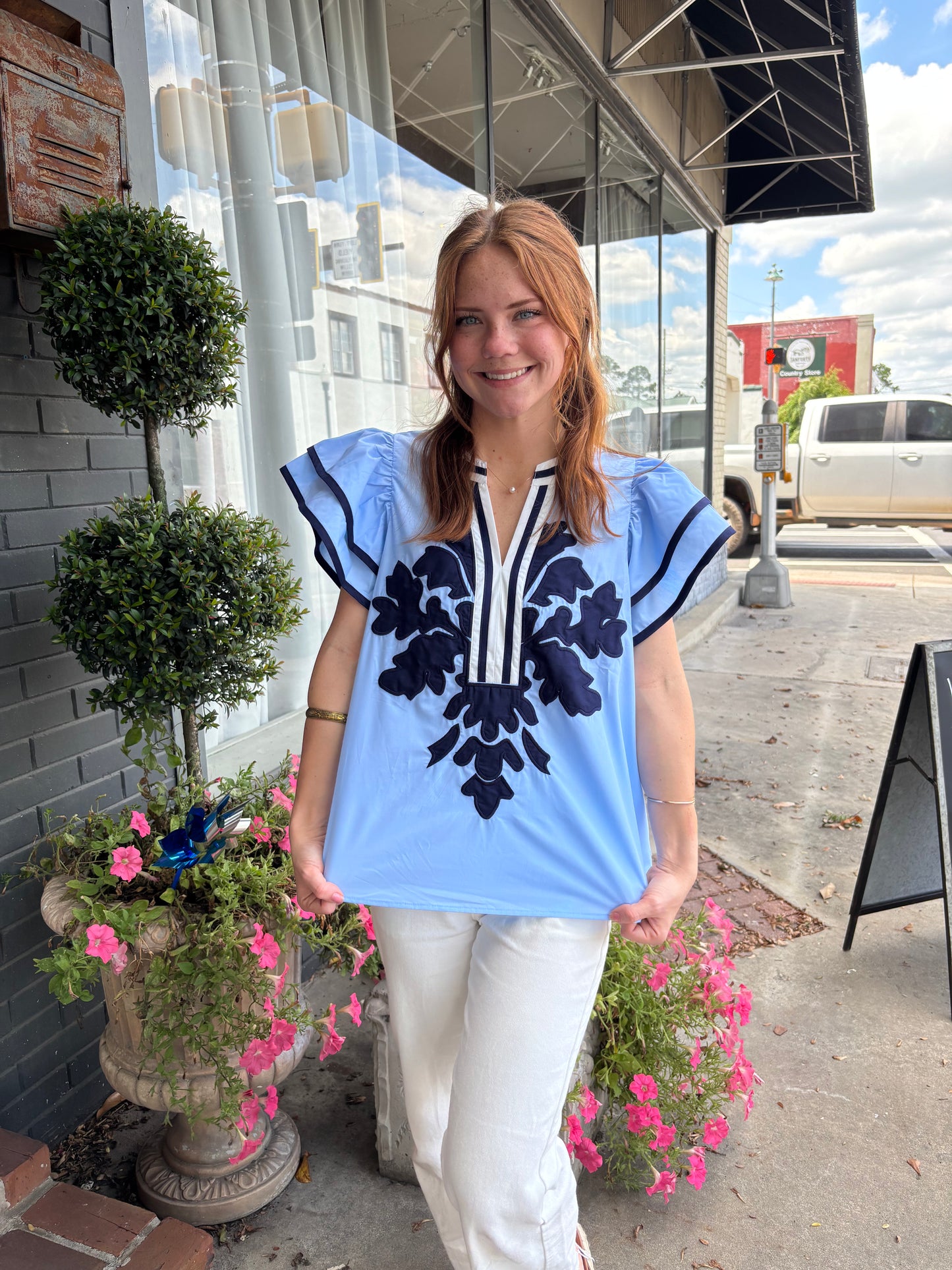 Two Toned Blue Blouse