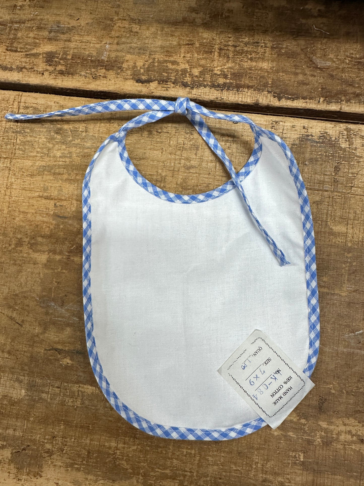 Blue Gingham Lined Bib