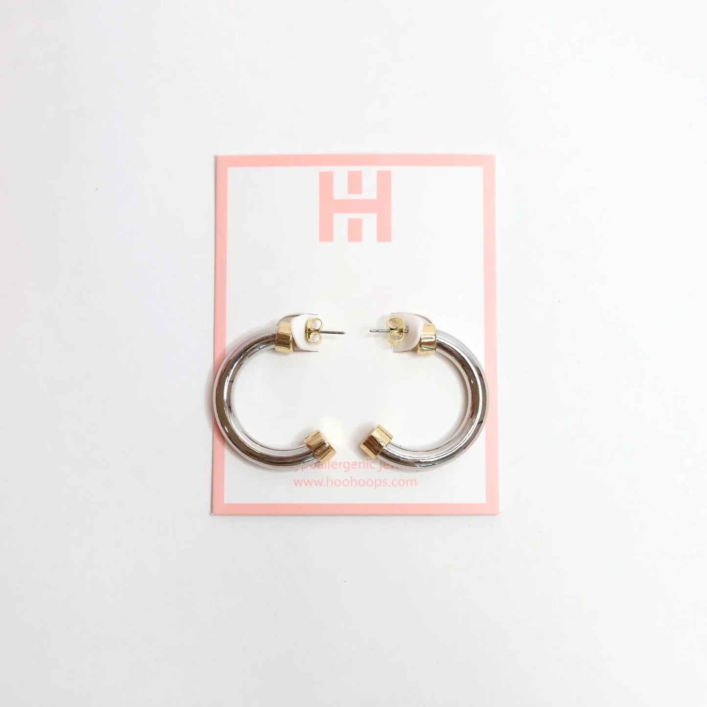 Silver with Gold Mini Hoo Hoops