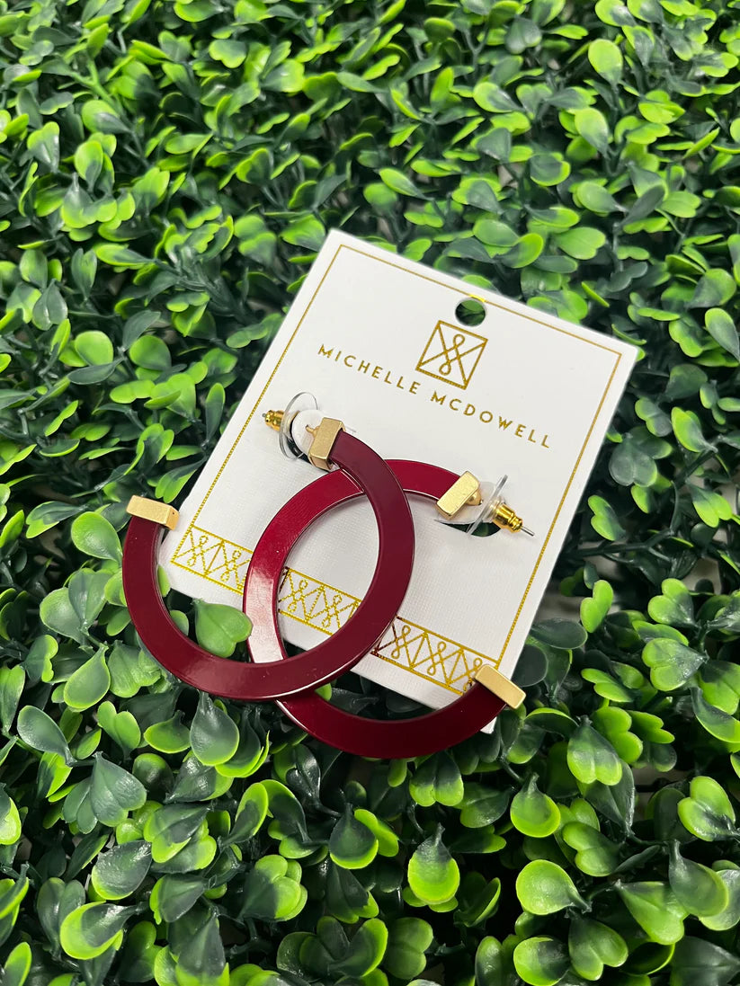 Acrylic Hoop Earrings - Garnet
