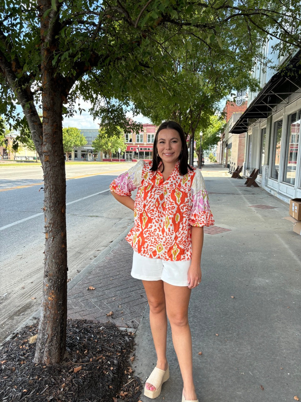 Leopard Colorblock Blouse