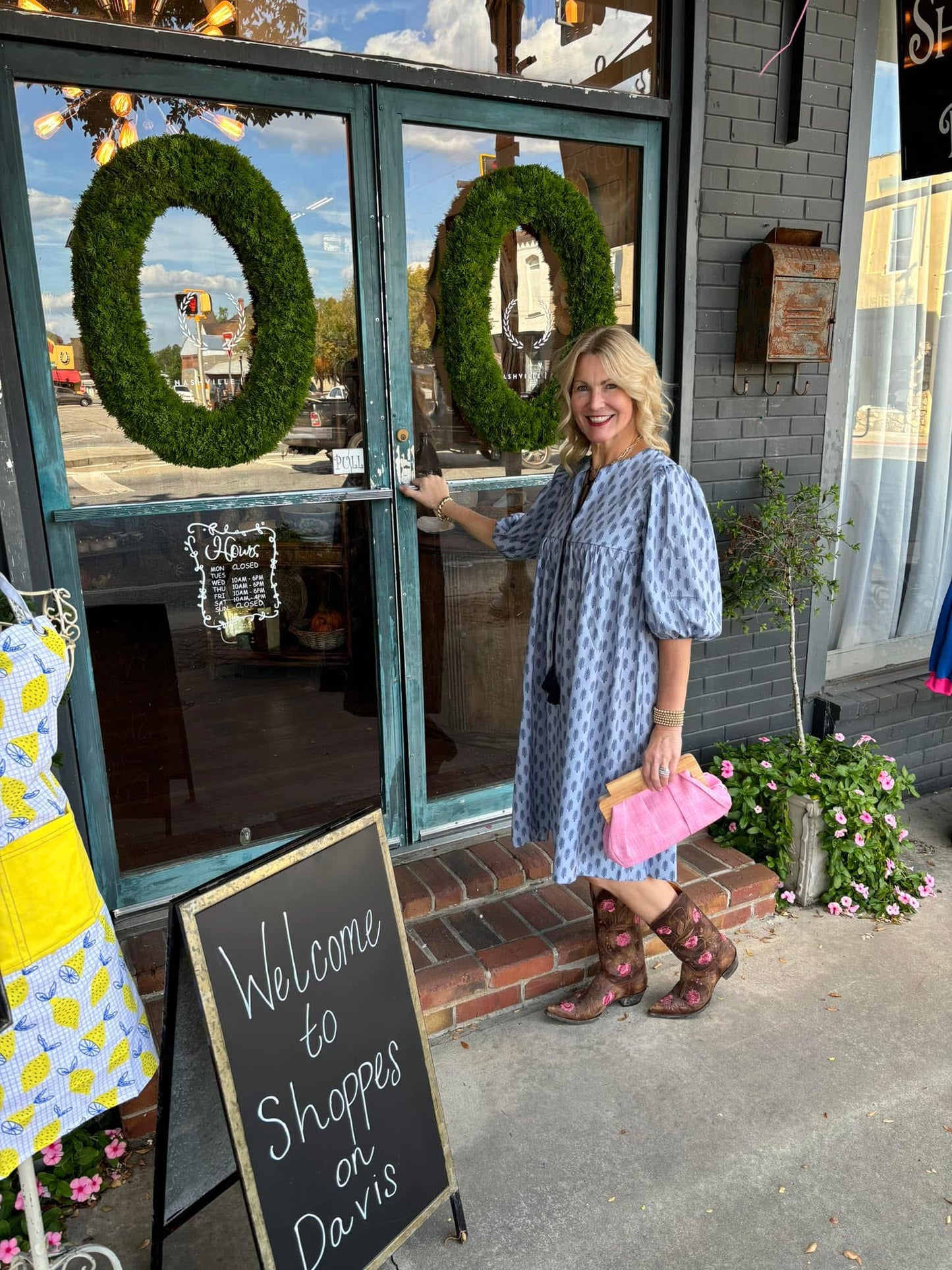 Blue Puff Sleeve Dress