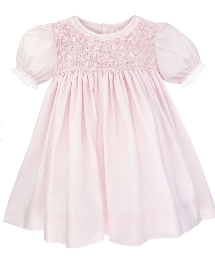 Fully Smocked Dress with French Lace