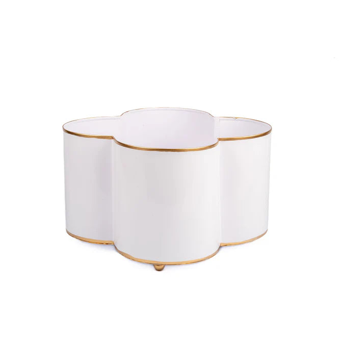 White Quatrefoil Cachepot