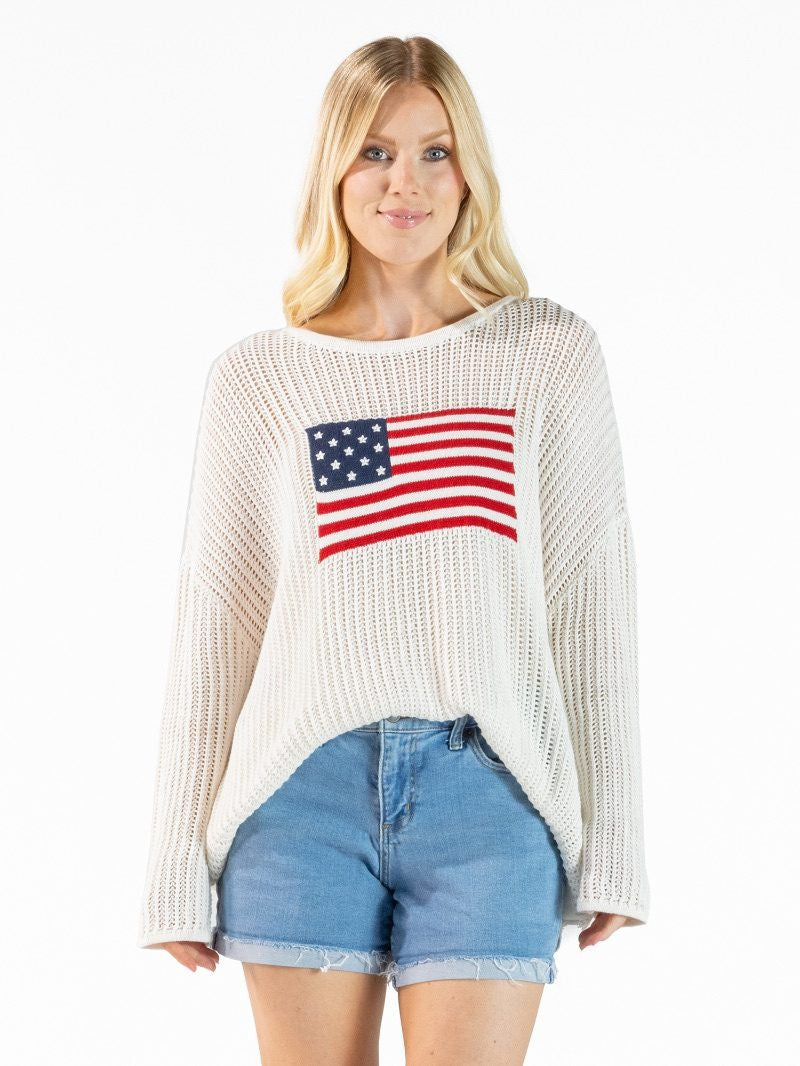 Simply Southern Long Sleeve Flag Sweater