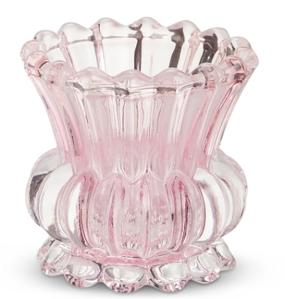 Pink Ruffle Glass Candle Holders