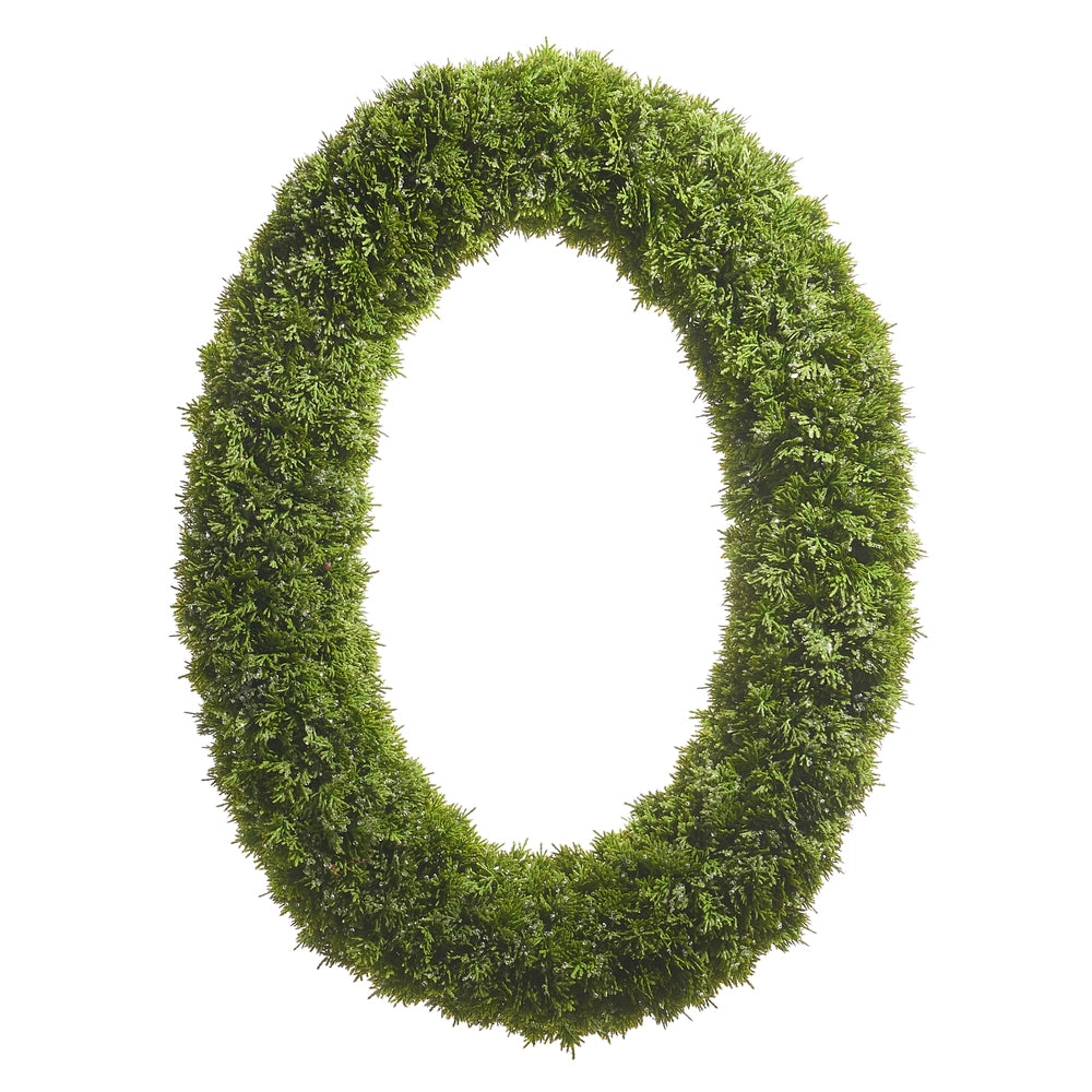 Iced Oval Cedar Wreath
