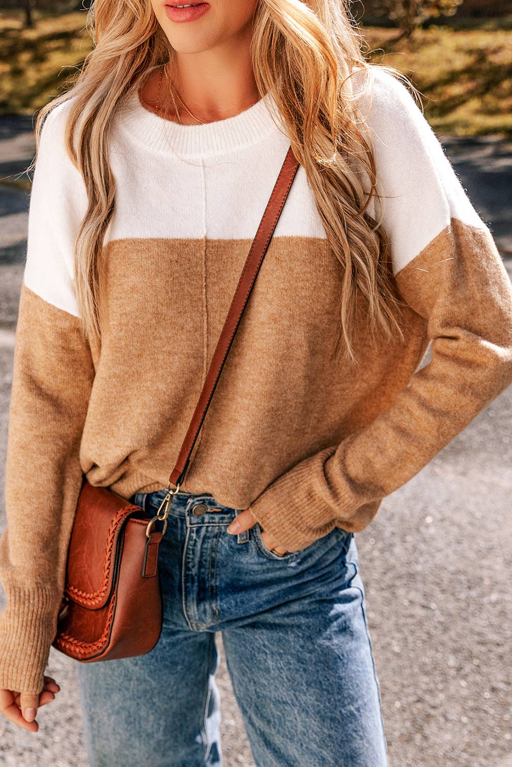 Tan & White Sweater