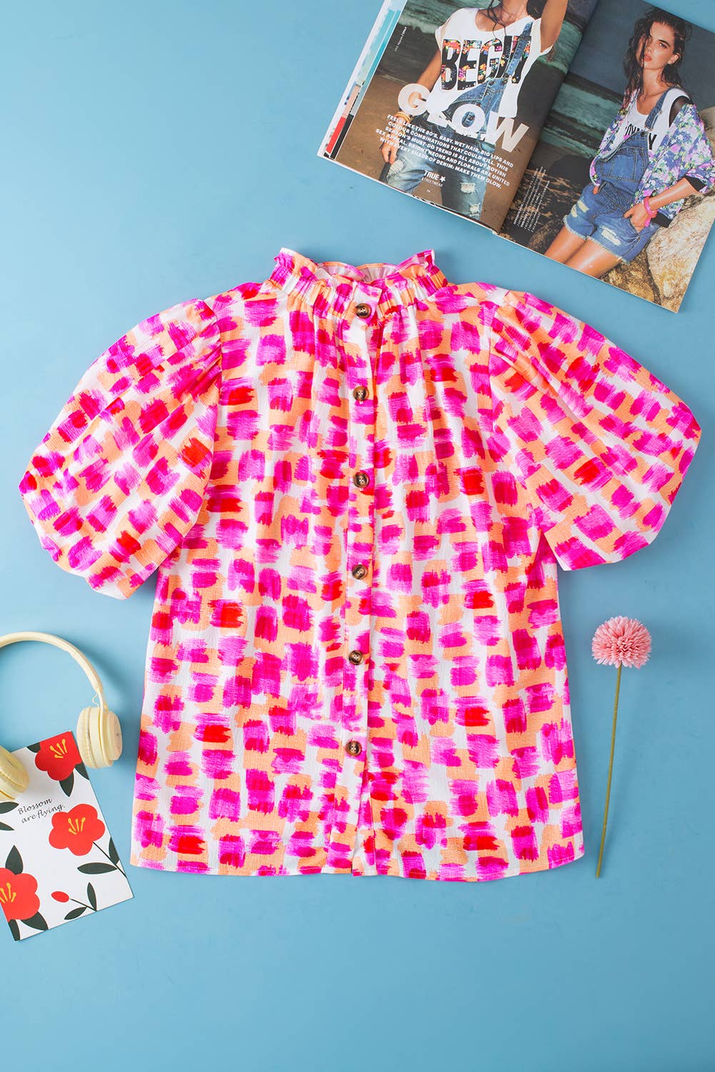 Abstract High Neck Blouse