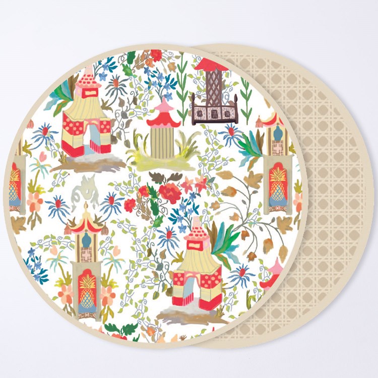 VIDA Pagoda Reversible 15.5" Round Placemats S4 (N