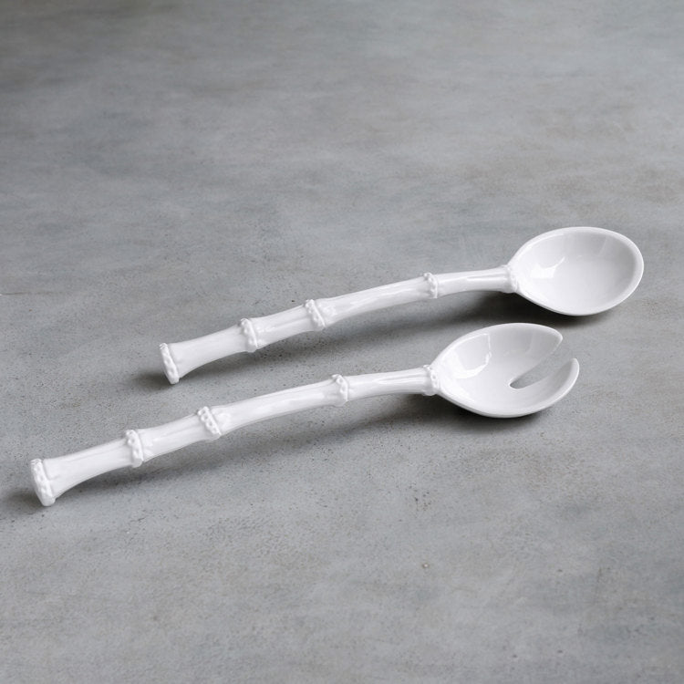 VIDA Bamboo Lg Salad Servers (White)