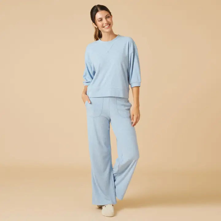 Softies Terry Crew Neck Set- Heather Sky Blue