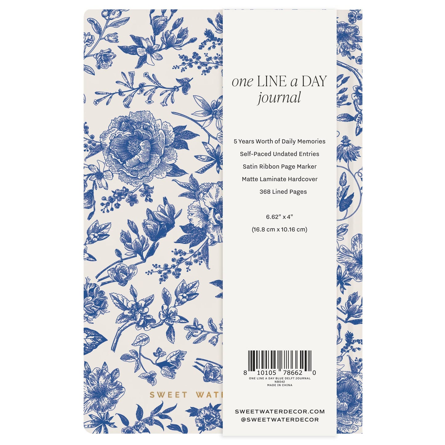One Line A Day Fabric Journal - Blue Delft