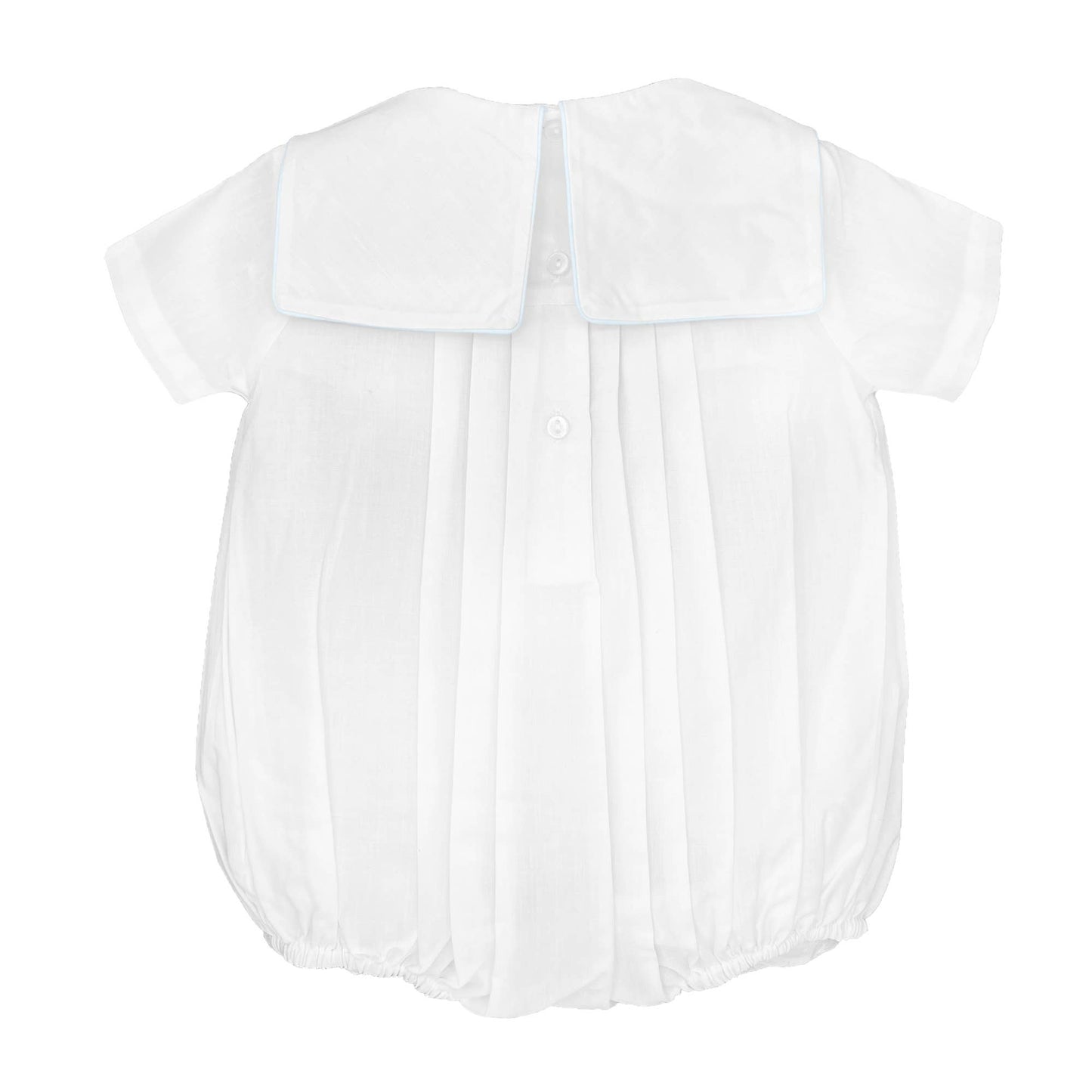 Boy Bubble with Train Embroidery in White