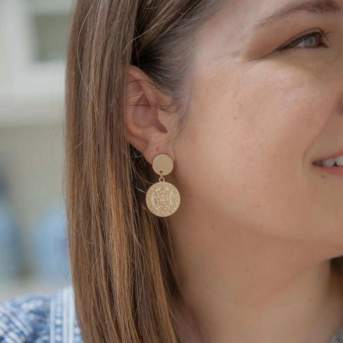 French Coin Drop Earrings