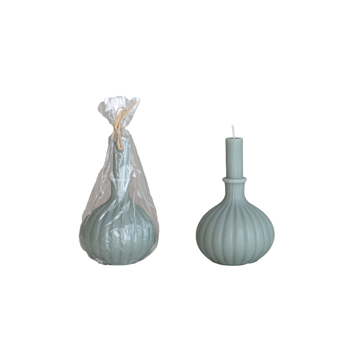 Unscented Taper in Pleated Vase Shaped Candle, Grey
