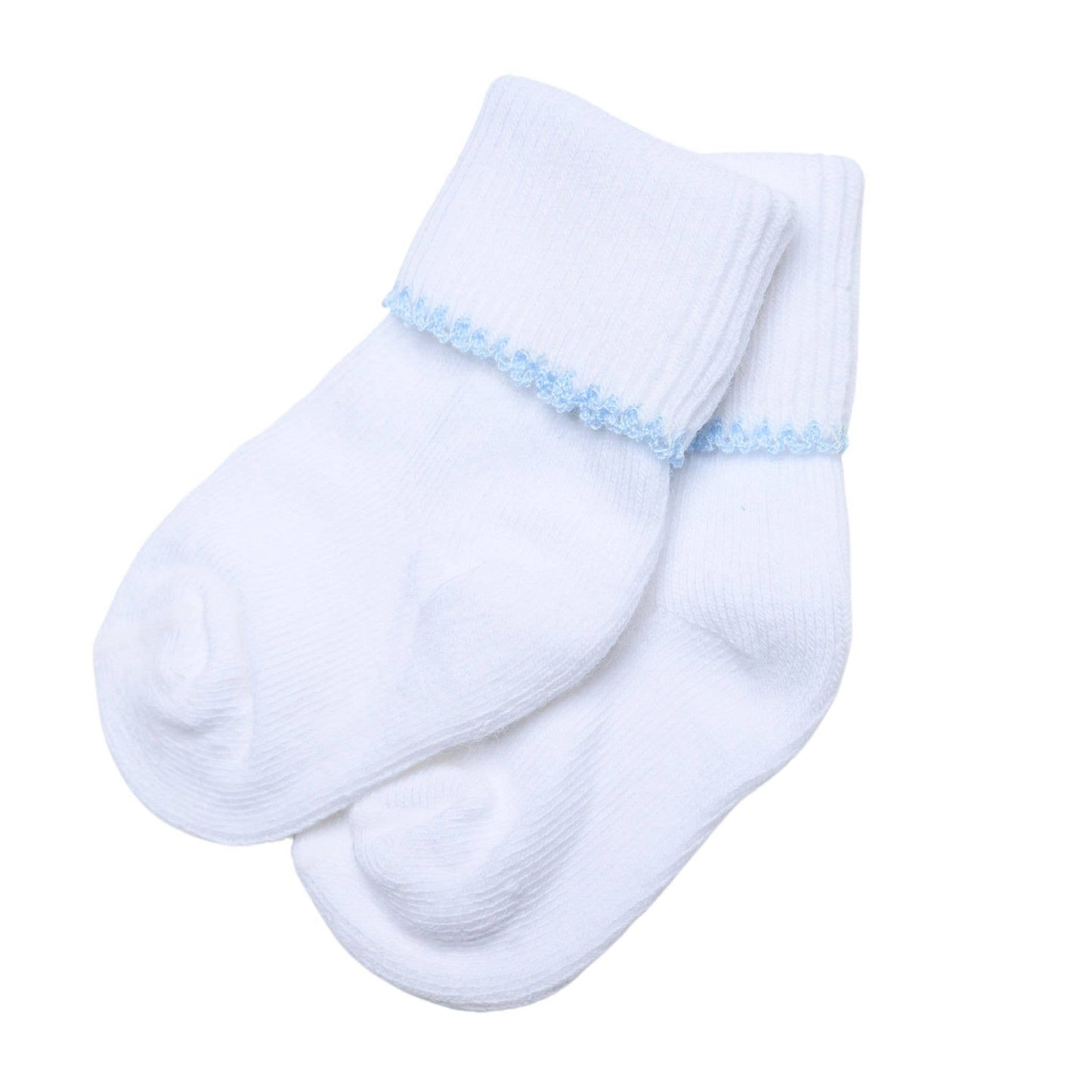 White & Blue Pima Cotton Socks