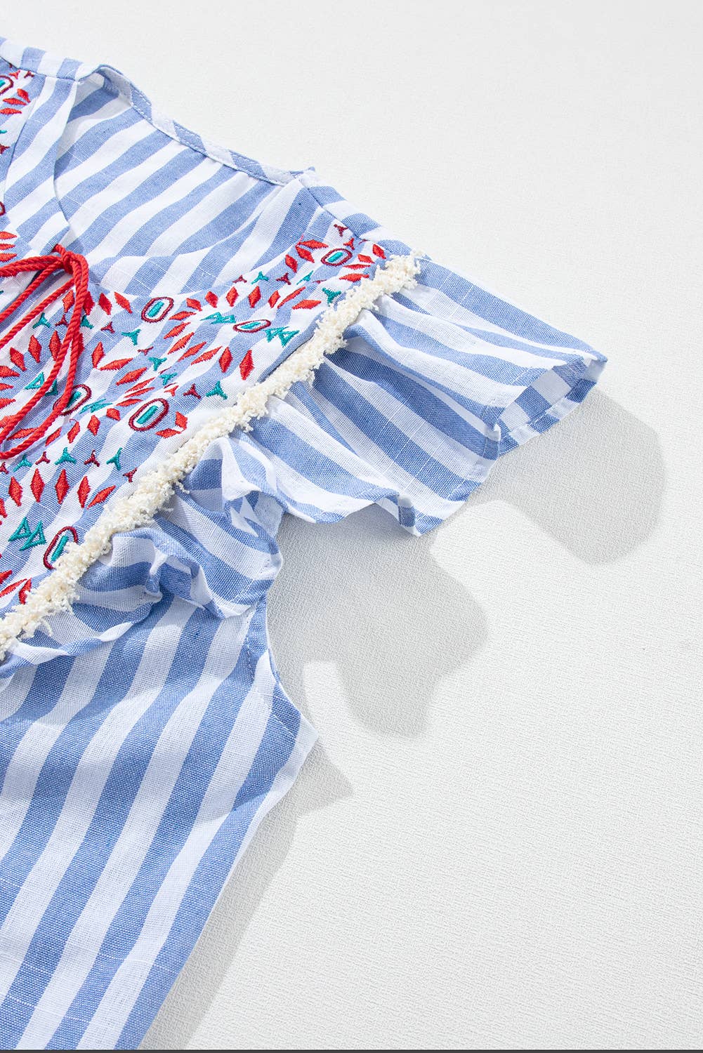 Embroidered Tassel Top