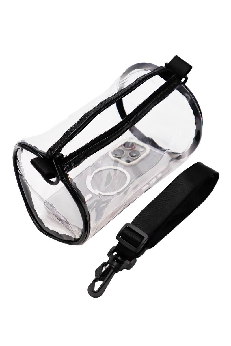 Transparent Clear PVC Duffel Crossbody Barrel Bag