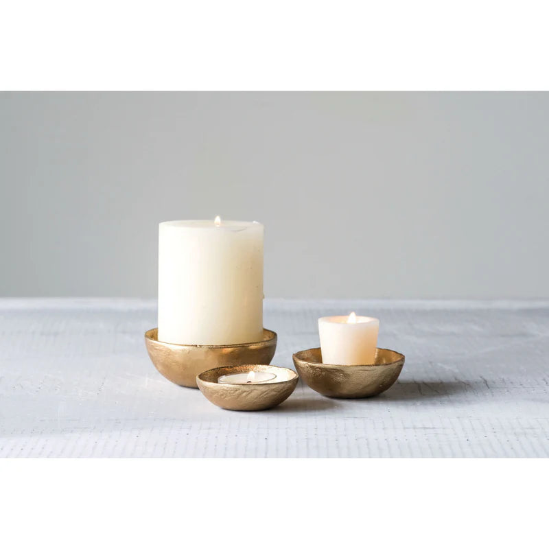 Decorative Round Cast Aluminum Bowls w/Brass Finish