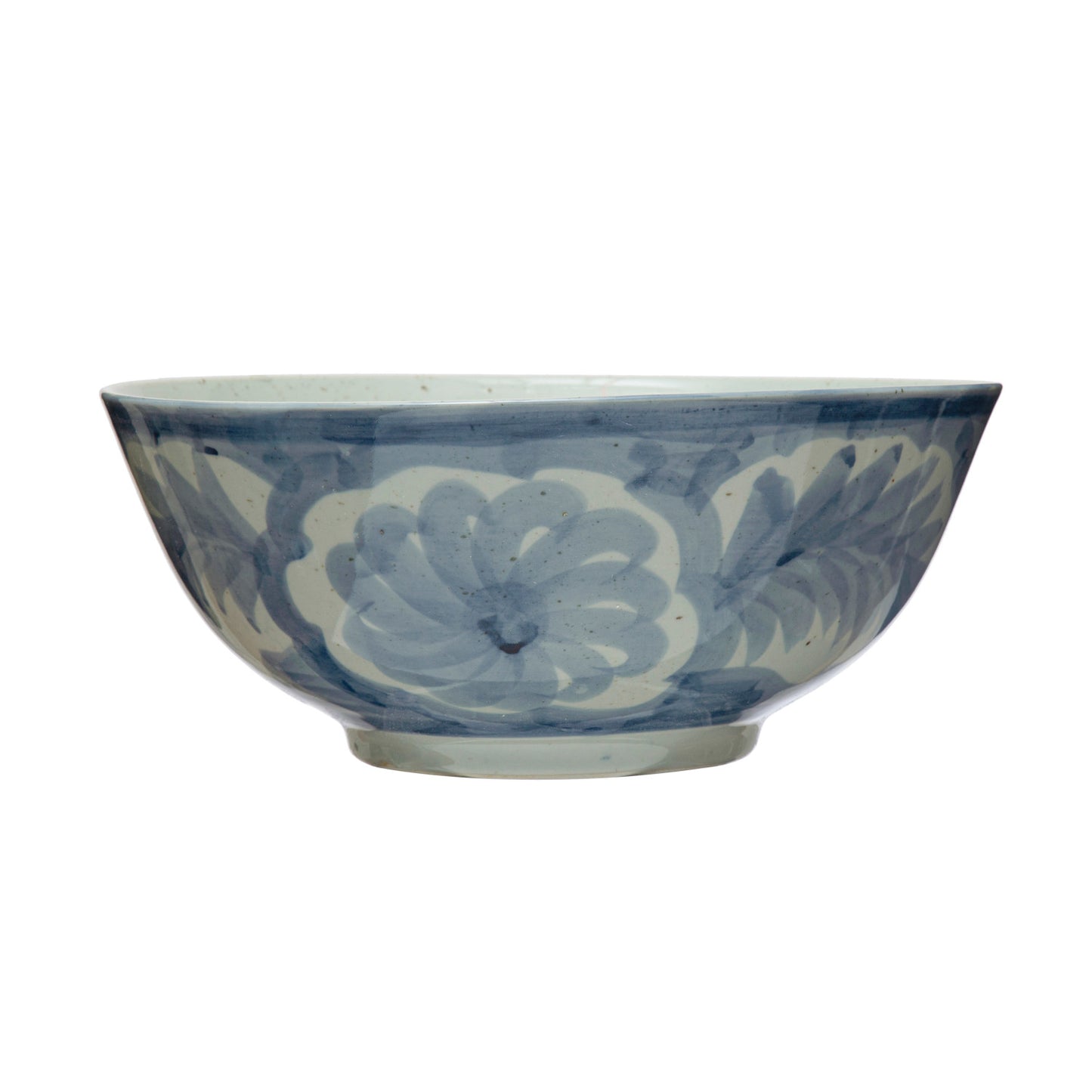 Hand-Painted Stoneware Bowl w/ Design, Blue & White
