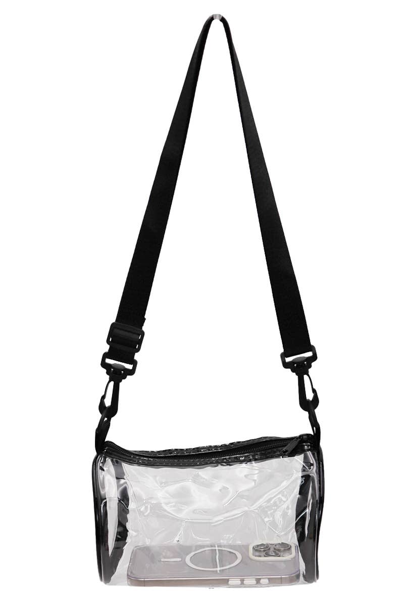 Transparent Clear PVC Duffel Crossbody Barrel Bag