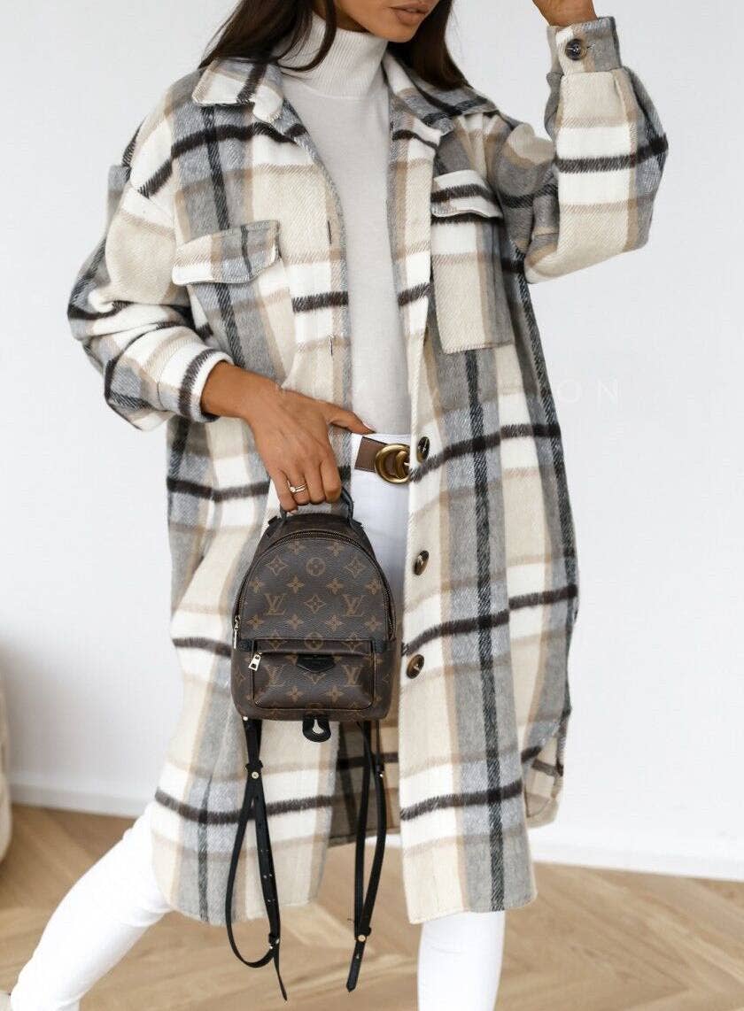 Plaid Lapel Shacket