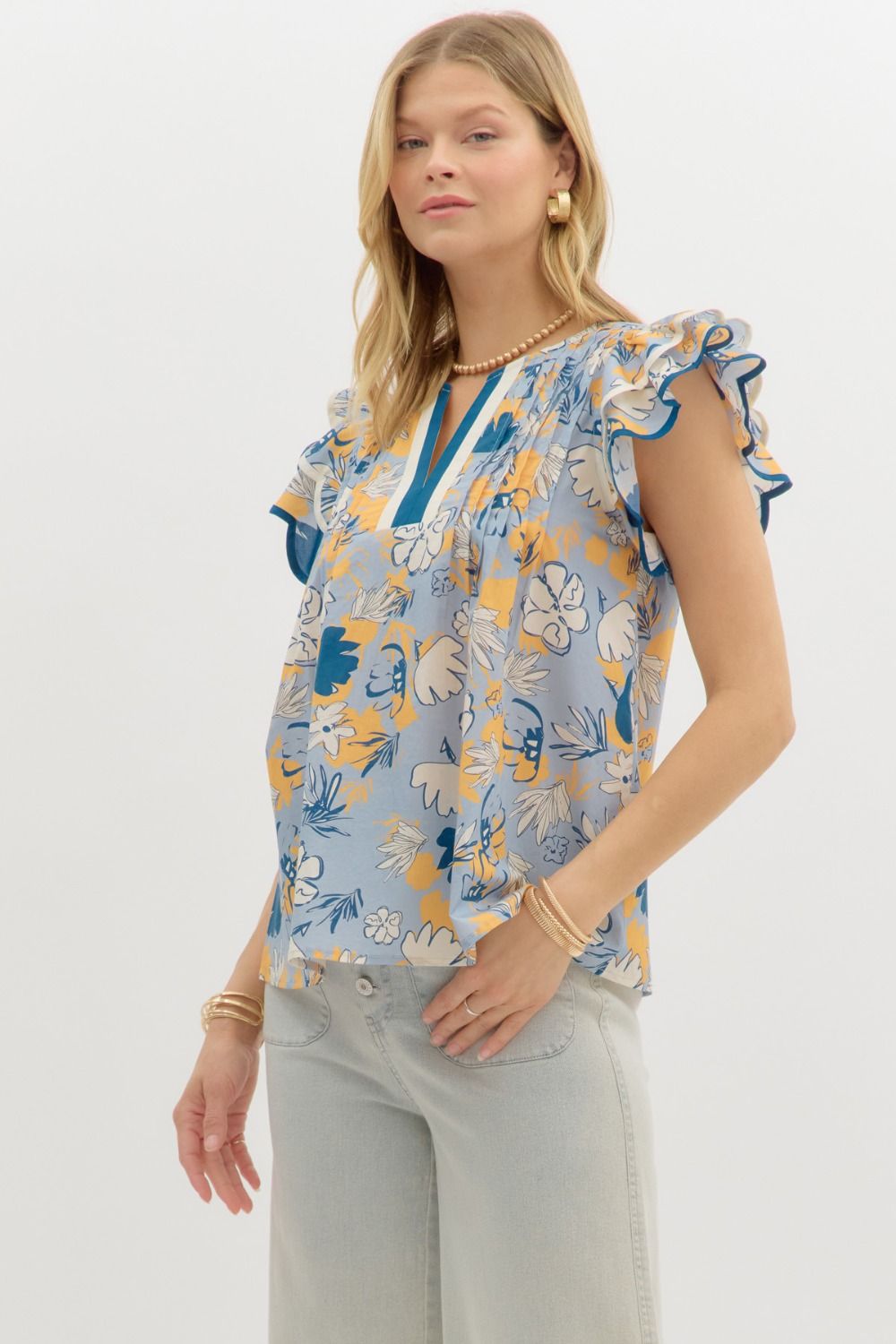 Slate Blue Floral Top