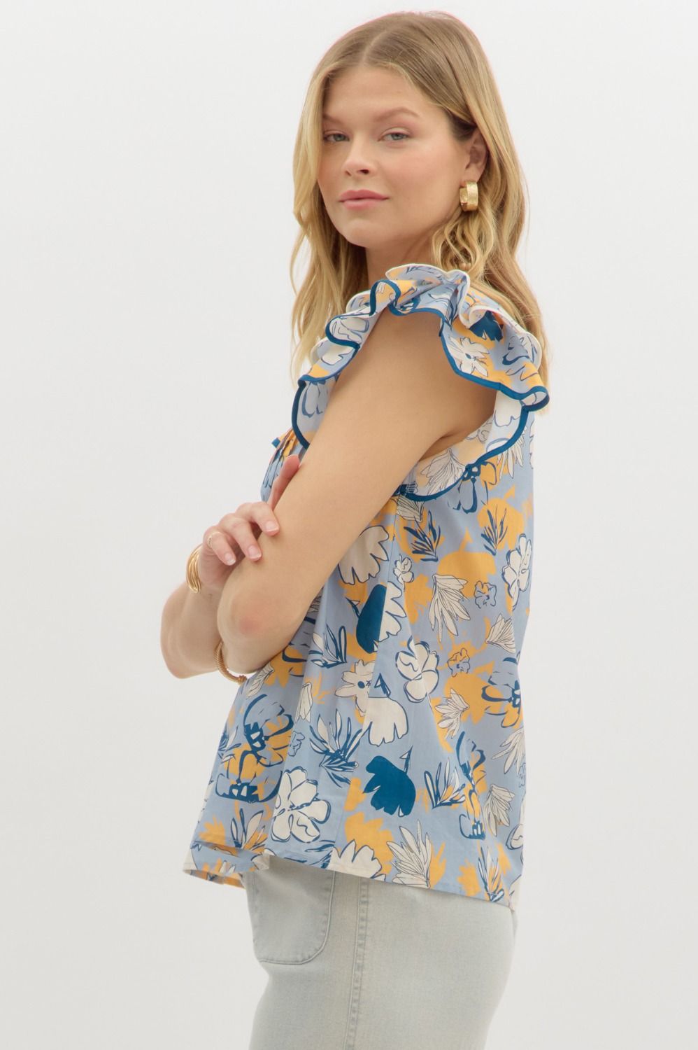 Slate Blue Floral Top
