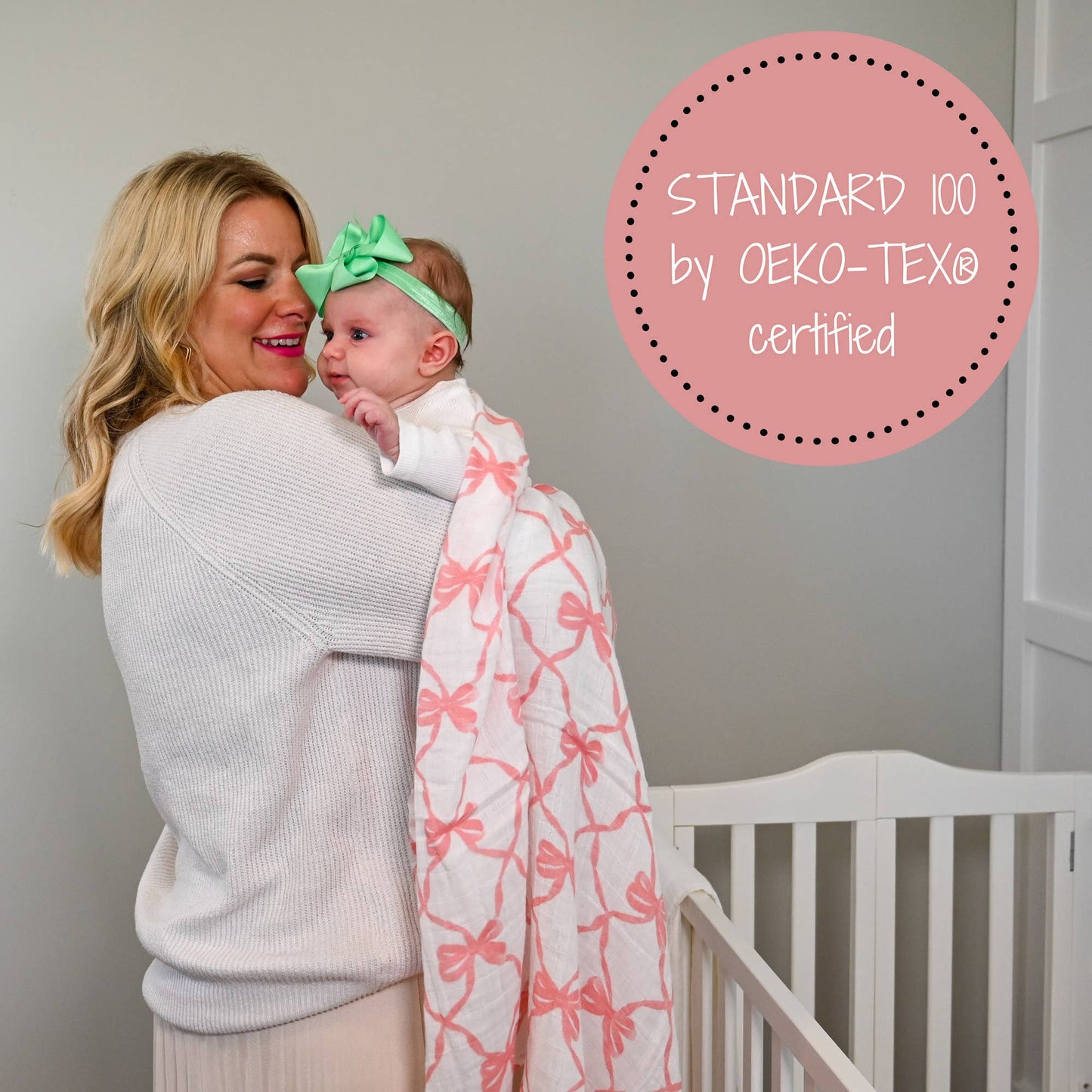 Pink Bow Baby Swaddle Blanket