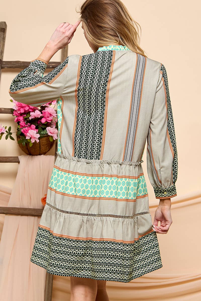3/4 Length Printed Dress