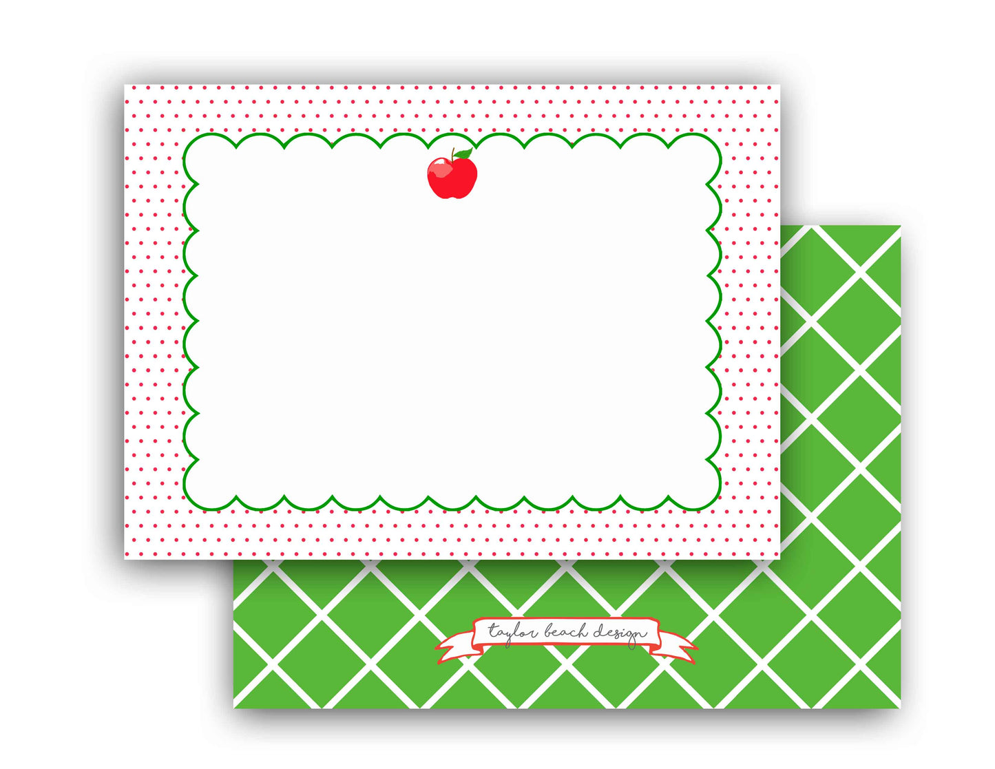 Back to School Dotted Apple Flat Note Cards