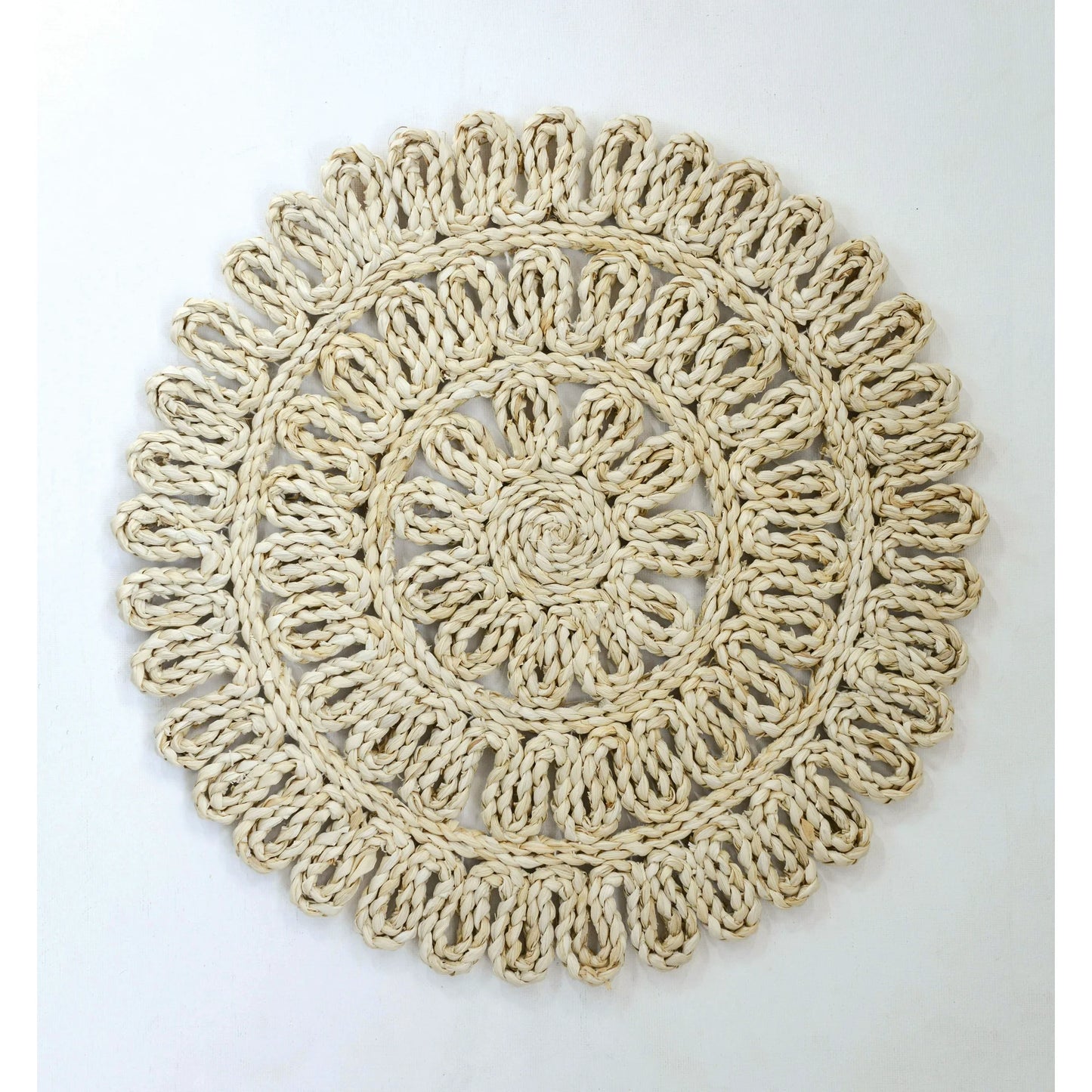 Creative Co-Op Round Beige Woven Straw Placemat