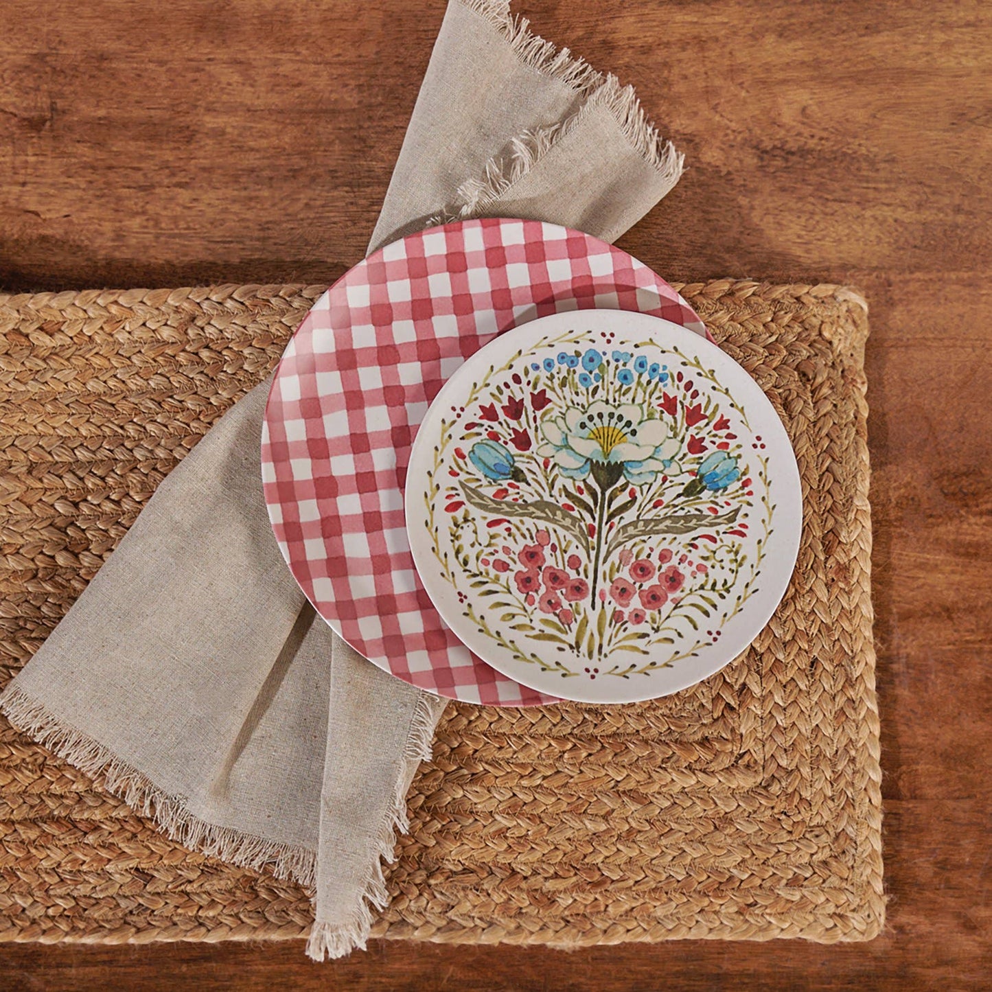 Red Gingham Large Plate