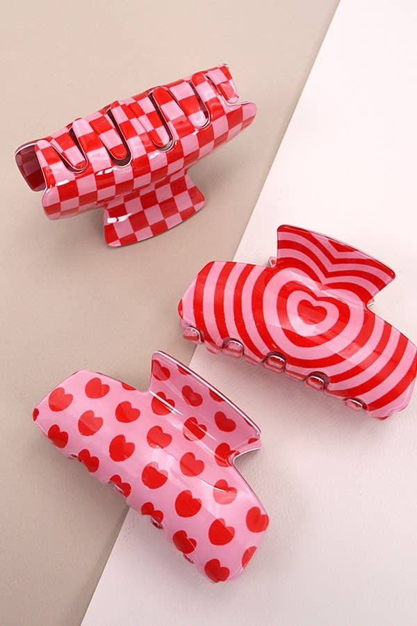 Pink + Red Claw Clip