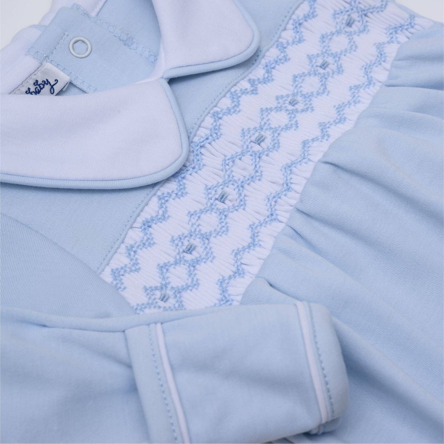 Hudson Smocked Footie in Light Blue