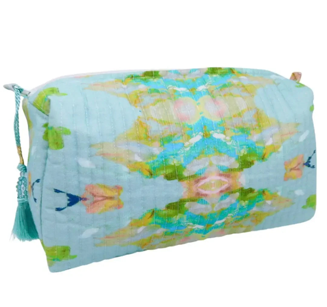 Stained Glass Blue Large Cosmetic Bag