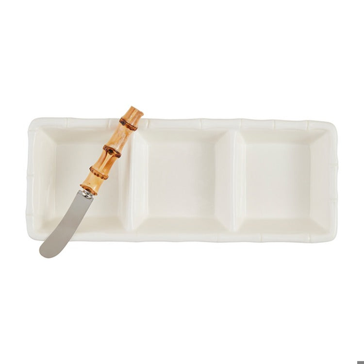 White Bamboo Triple Tidbit Set