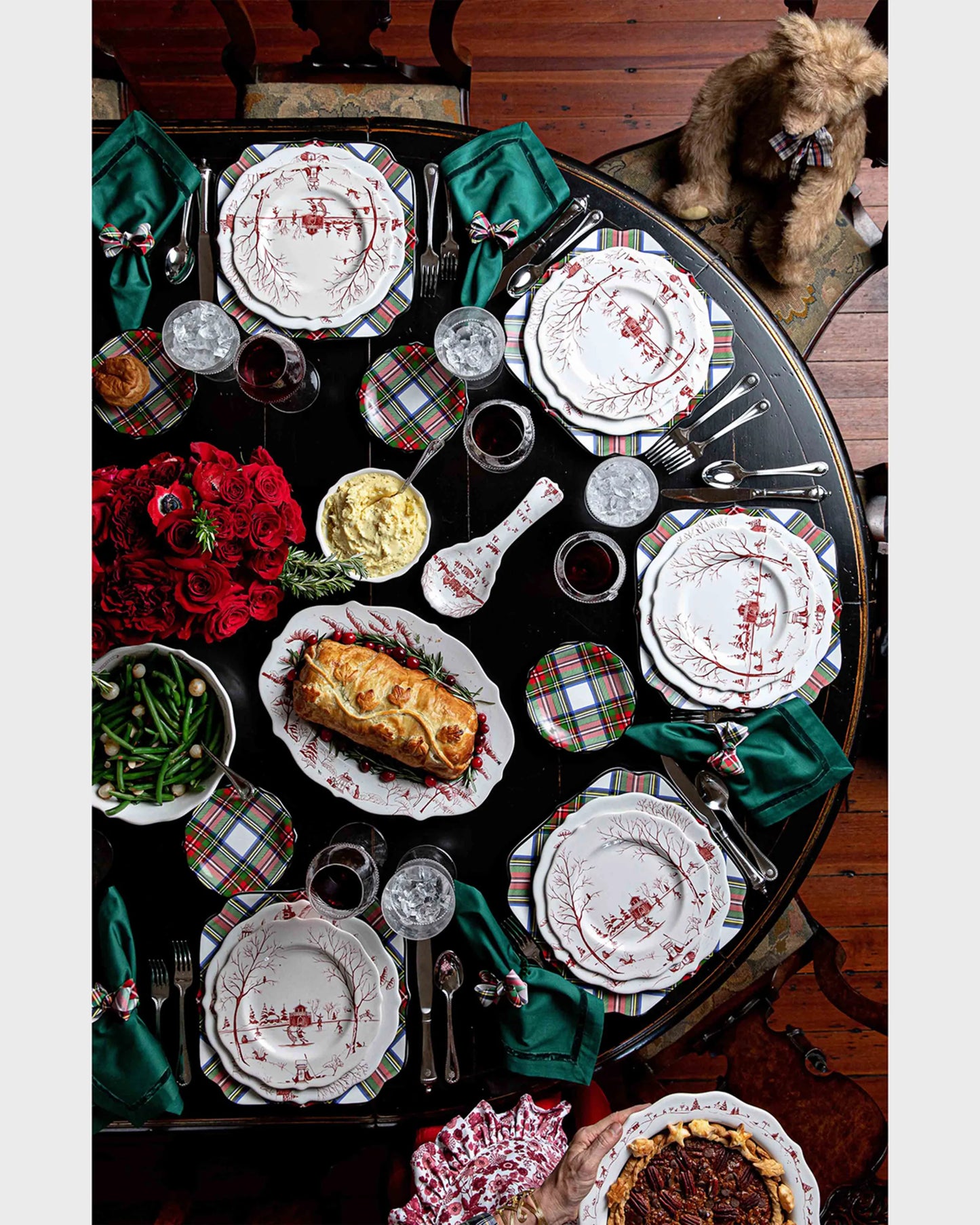 Winter Frolic Salad Plate-Ruby