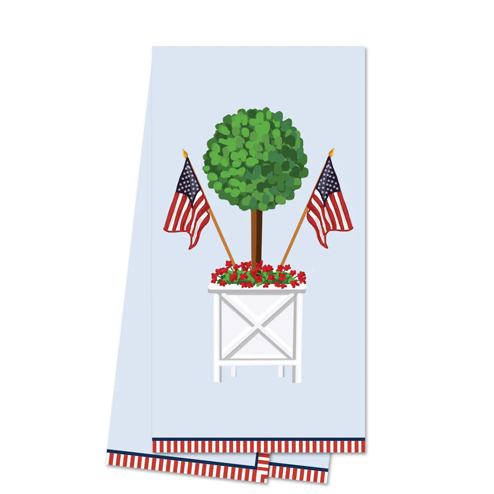 WH Hostess Cotton Tea Towel | Patriotic Topiary