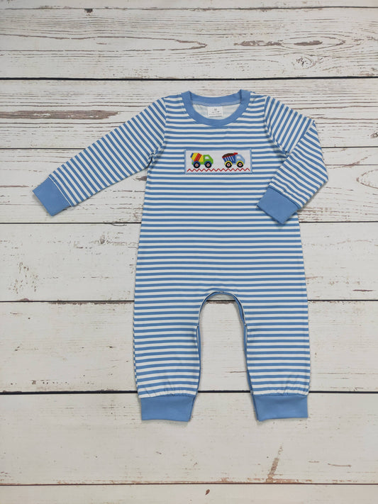 Baby Boy Dump Truck Vehicles Appliqué Romper