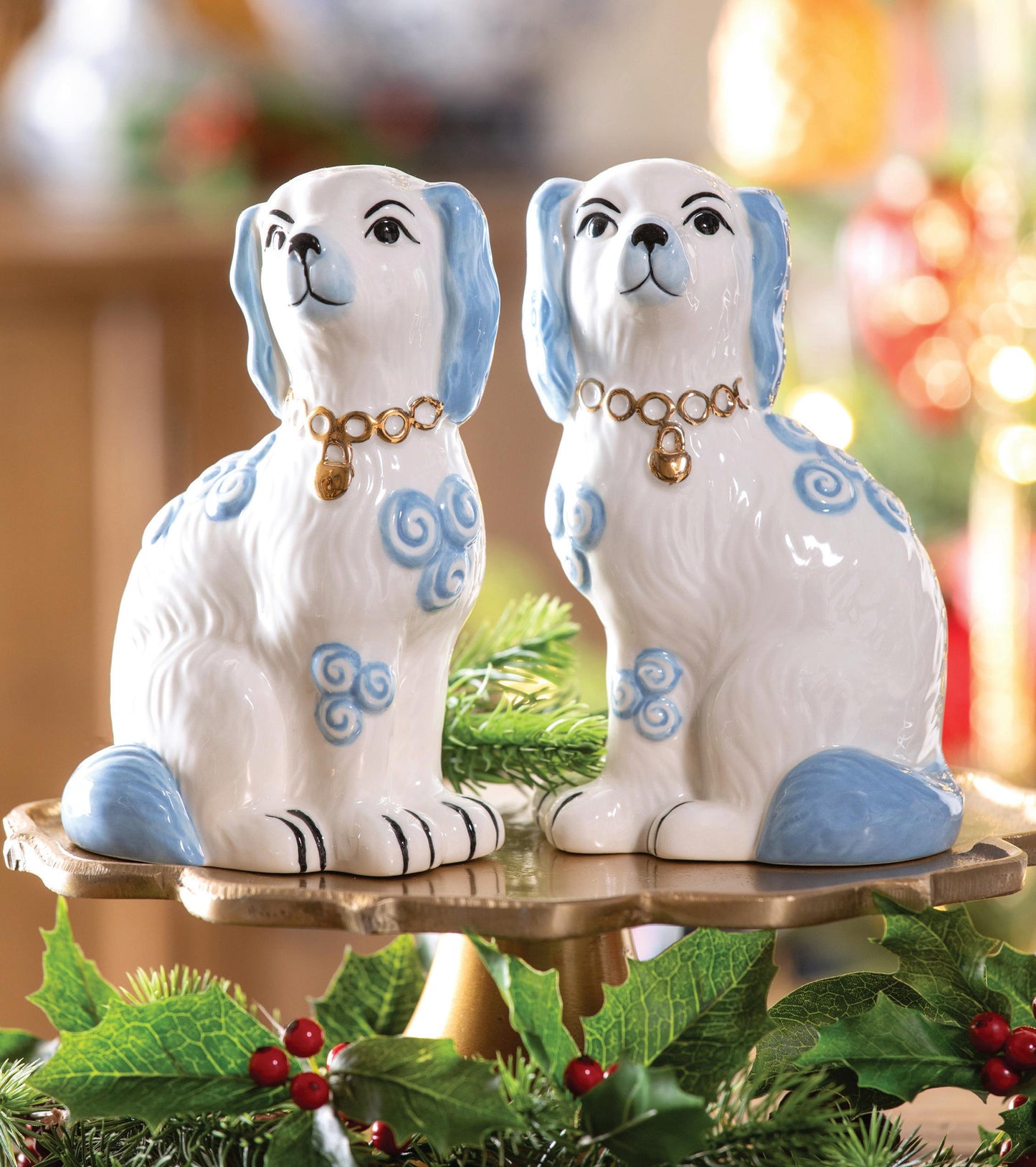 Blue and White Porcelain Dogs