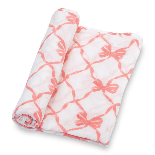 Pink Bow Baby Swaddle Blanket