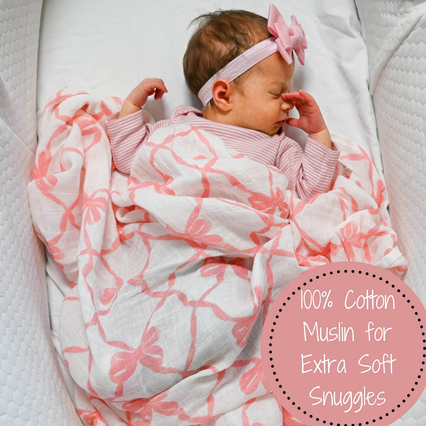 Pink Bow Baby Swaddle Blanket