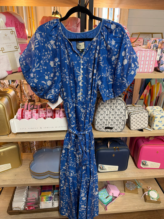 TNUCK Blue & White Flowery Maxi Dress