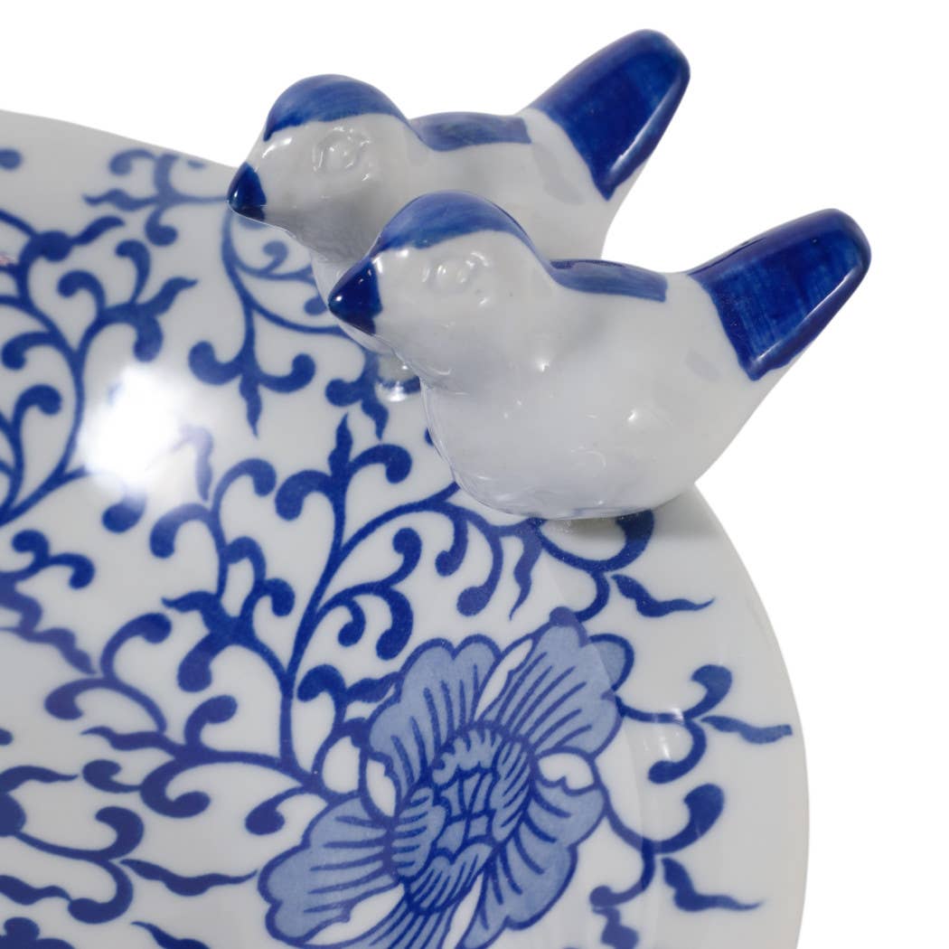 Ceramic Patterned Chinoiserie Bird Bath